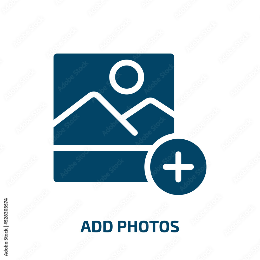 add photos vector icon. add photos, photo, interface filled icons from flat general concept. Isolated black glyph icon, vector illustration symbol element for web design and mobile apps add photos vector icon. add photos, photo, interface filled icons from flat general concept. Isolated black glyph icon, vector illustration symbol element for web design and mobile apps