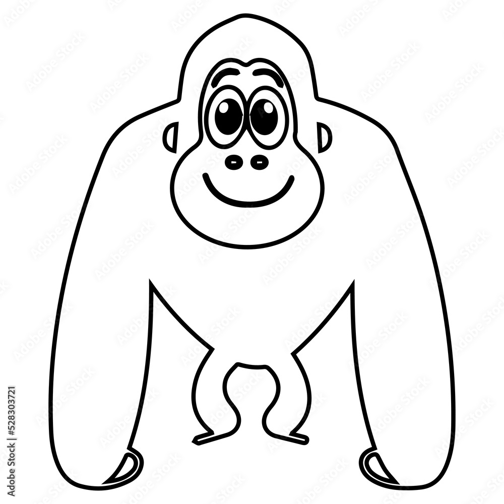Fototapeta premium Kids Coloring Pages, Cute Gorilla Character Vector illustration Ai File And Image