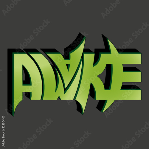 awake. beautiful vector lettering with unique letters. can be used to print on t-shirts, bags, stickers or other surfaces. isolated drawing for printing