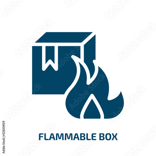 flammable box vector icon. flammable box, flammable, box filled icons from flat shipping and handly linear concept. Isolated black glyph icon, vector illustration symbol element for web design and