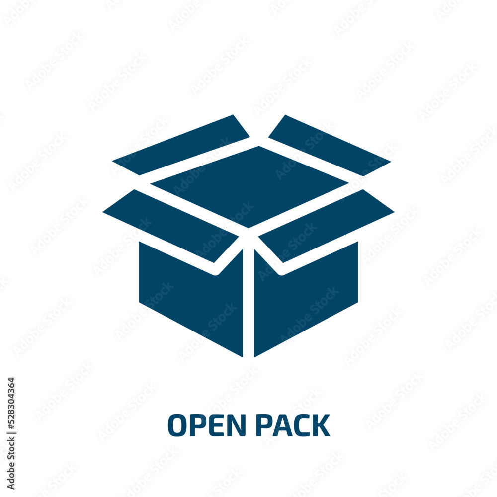 open pack vector icon. open pack, open, package filled icons from flat lineal logistic concept. Isolated black glyph icon, vector illustration symbol element for web design and mobile apps open pack vector icon. open pack, open, package filled icons from flat lineal logistic concept. Isolated black glyph icon, vector illustration symbol element for web design and mobile apps