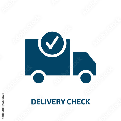 delivery check vector icon. delivery check, delivery, check filled icons from flat lineal logistic concept. Isolated black glyph icon, vector illustration symbol element for web design and mobile apps