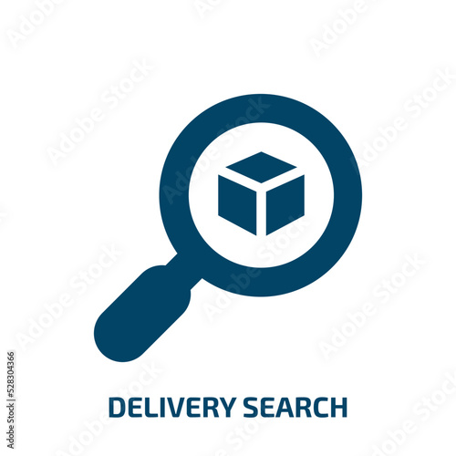 delivery search vector icon. delivery search, delivery, business filled icons from flat lineal logistic concept. Isolated black glyph icon, vector illustration symbol element for web design and mobile