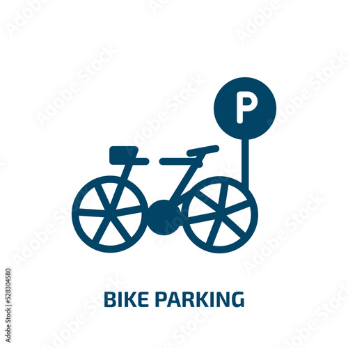 bike parking vector icon. bike parking, bike, bicycle filled icons from flat parking concept. Isolated black glyph icon, vector illustration symbol element for web design and mobile apps