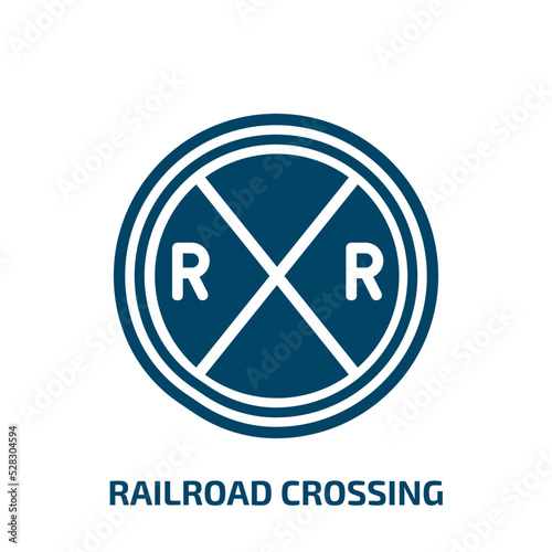 railroad crossing vector icon. railroad crossing, road, traffic filled icons from flat us road signs concept. Isolated black glyph icon, vector illustration symbol element for web design and mobile
