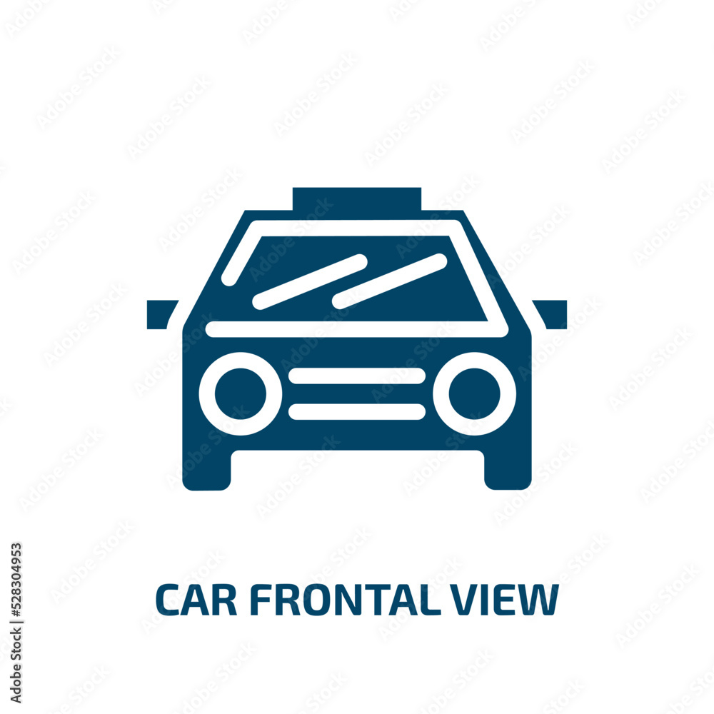 car frontal view vector icon. car frontal view, motor, auto filled icons from flat signals set concept. Isolated black glyph icon, vector illustration symbol element for web design and mobile apps