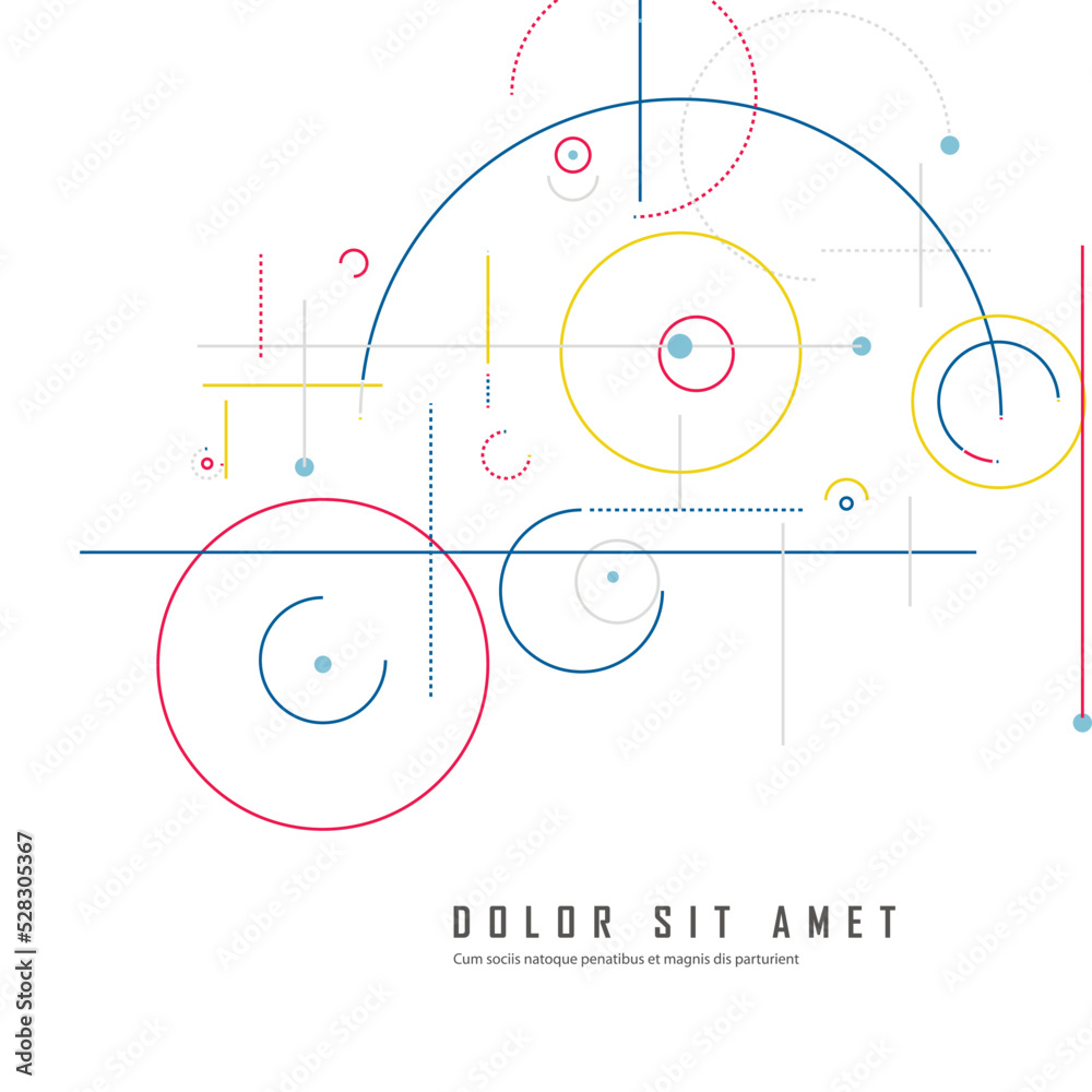 Abstract illustration. Circular elements in creative pattern with abstract geometric objects. Modern vector design digital dots and dotted circles Abstract illustration. Circular elements in creative pattern with abstract geometric objects. Modern vector design digital dots and dotted circles