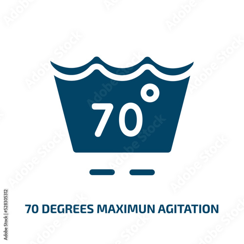 70 degrees maximun agitation vector icon. 70 degrees maximun agitation, vector, graphic filled icons from flat laundry instructions concept. Isolated black glyph icon, vector illustration symbol