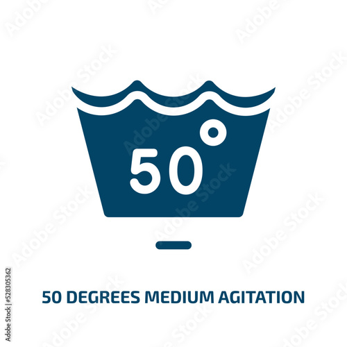 50 degrees medium agitation vector icon. 50 degrees medium agitation, vector, graphic filled icons from flat laundry instructions concept. Isolated black glyph icon, vector illustration symbol element