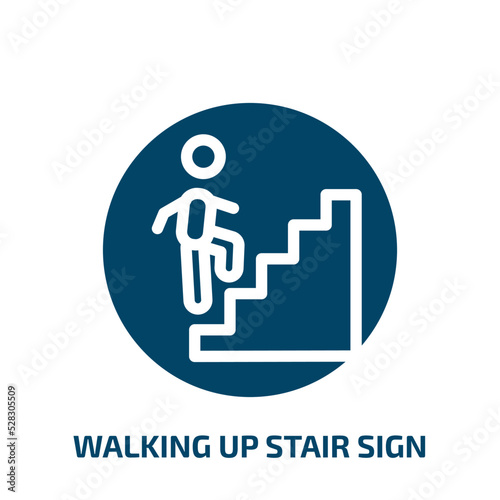 walking up stair sign vector icon. walking up stair sign, man, up filled icons from flat indications concept. Isolated black glyph icon, vector illustration symbol element for web design and mobile