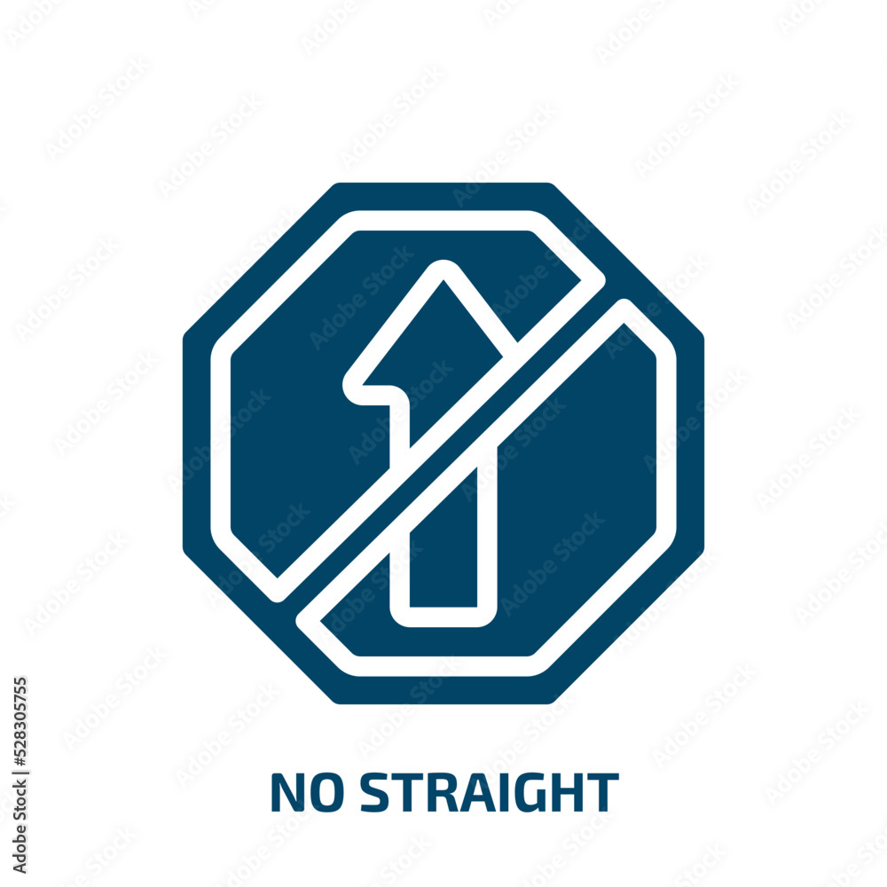 no straight vector icon. no straight, right, left filled icons from flat traffic signs concept. Isolated black glyph icon, vector illustration symbol element for web design and mobile apps
