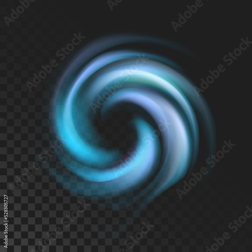 Light effect circular. Glowing spiral rotation. Whirlwinds of energy. Neon element for background, podium concept. Vector illustration