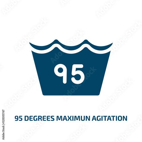 95 degrees maximun agitation vector icon. 95 degrees maximun agitation, vector, graphic filled icons from flat laundry instructions concept. Isolated black glyph icon, vector illustration symbol