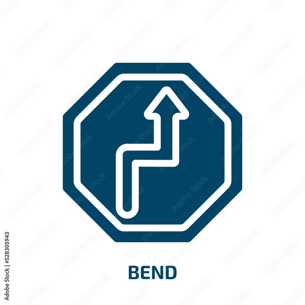 bend vector icon. bend, curve, arrow filled icons from flat traffic signs collection concept. Isolated black glyph icon, vector illustration symbol element for web design and mobile apps bend vector icon. bend, curve, arrow filled icons from flat traffic signs collection concept. Isolated black glyph icon, vector illustration symbol element for web design and mobile apps