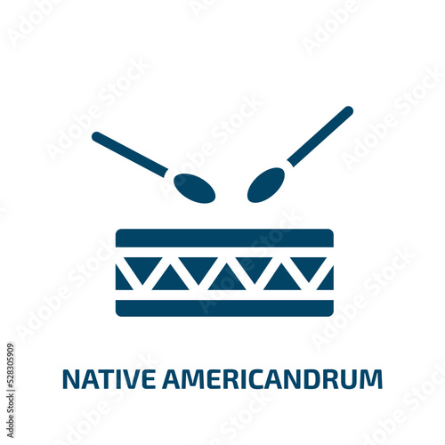 native americandrum vector icon. native americandrum, american, traditional filled icons from flat american indigenous signals concept. Isolated black glyph icon, vector illustration symbol element