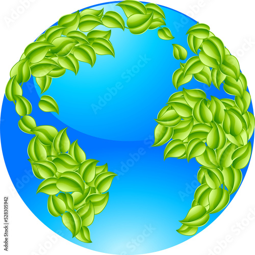 Green leaves globe earth wo...