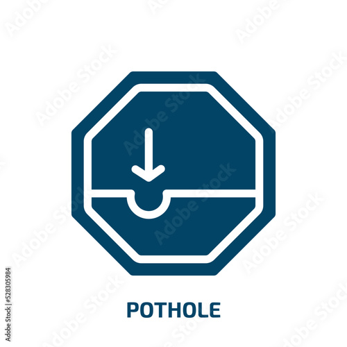 pothole vector icon. pothole, road, street filled icons from flat traffic signs concept. Isolated black glyph icon, vector illustration symbol element for web design and mobile apps