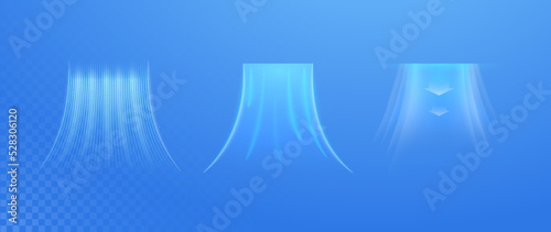 Air flow on a light background. Light effect of fresh purified air. Vector illustration photo