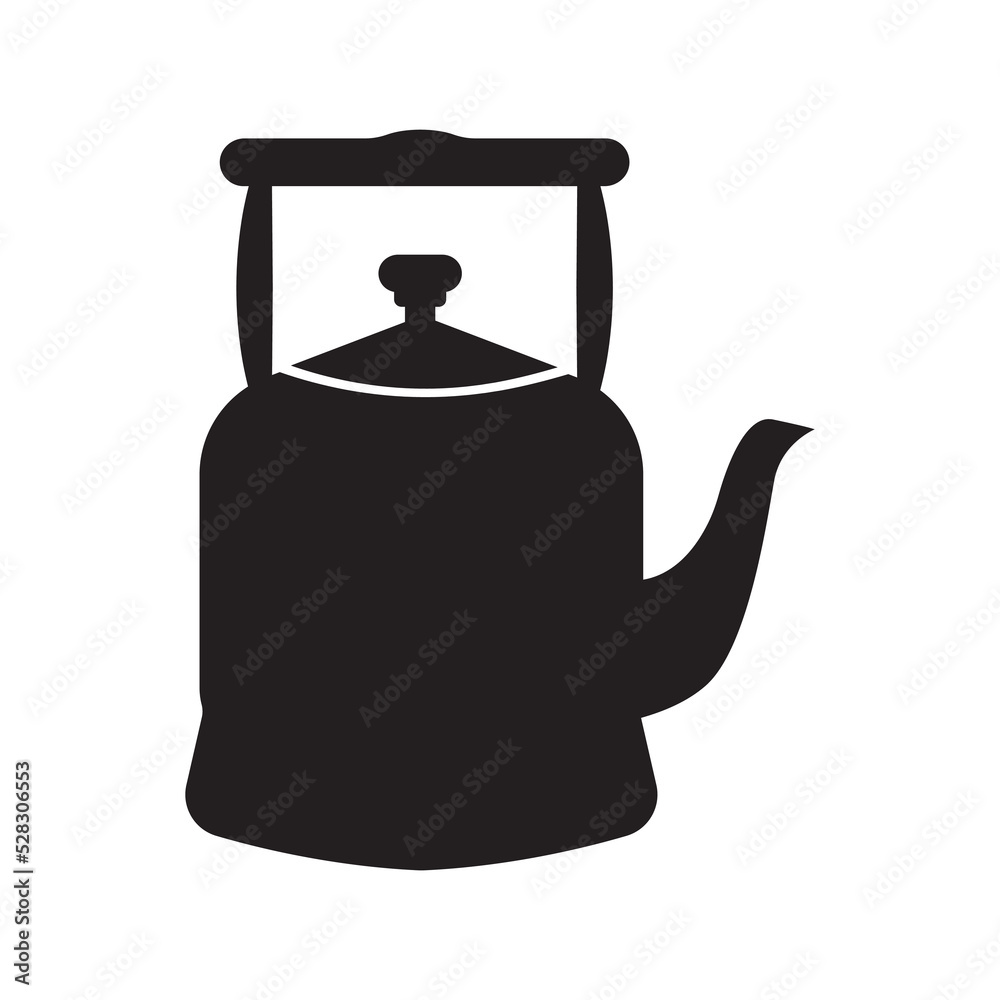 Obraz premium Appliance tea store kettle icon | Black Vector illustration |