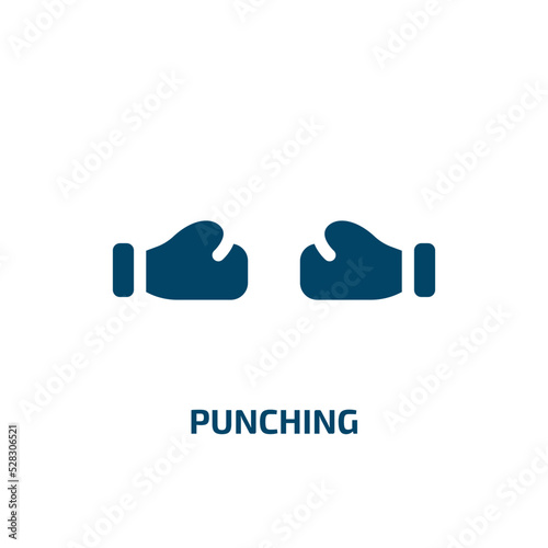 punching vector icon. punching, fist, punch filled icons from flat thai boxing concept. Isolated black glyph icon, vector illustration symbol element for web design and mobile apps