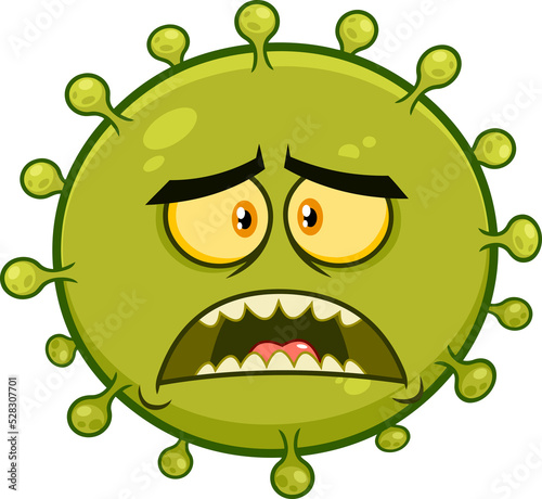 Scared Coronavirus (COVID-19) Cartoon Character. Hand Drawn Illustration Isolated On Transparent Background