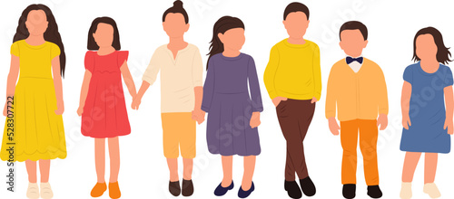 kids boys and girls in flat style  isolated vector