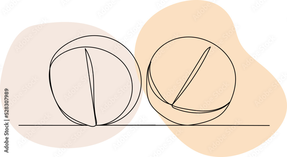 pills drawing by one continuous line, vector pills drawing by one continuous line, vector