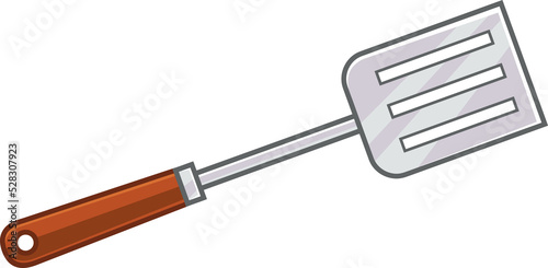 Cartoon Baking Spatula. Hand Drawn Illustration Isolated On Transparent Background