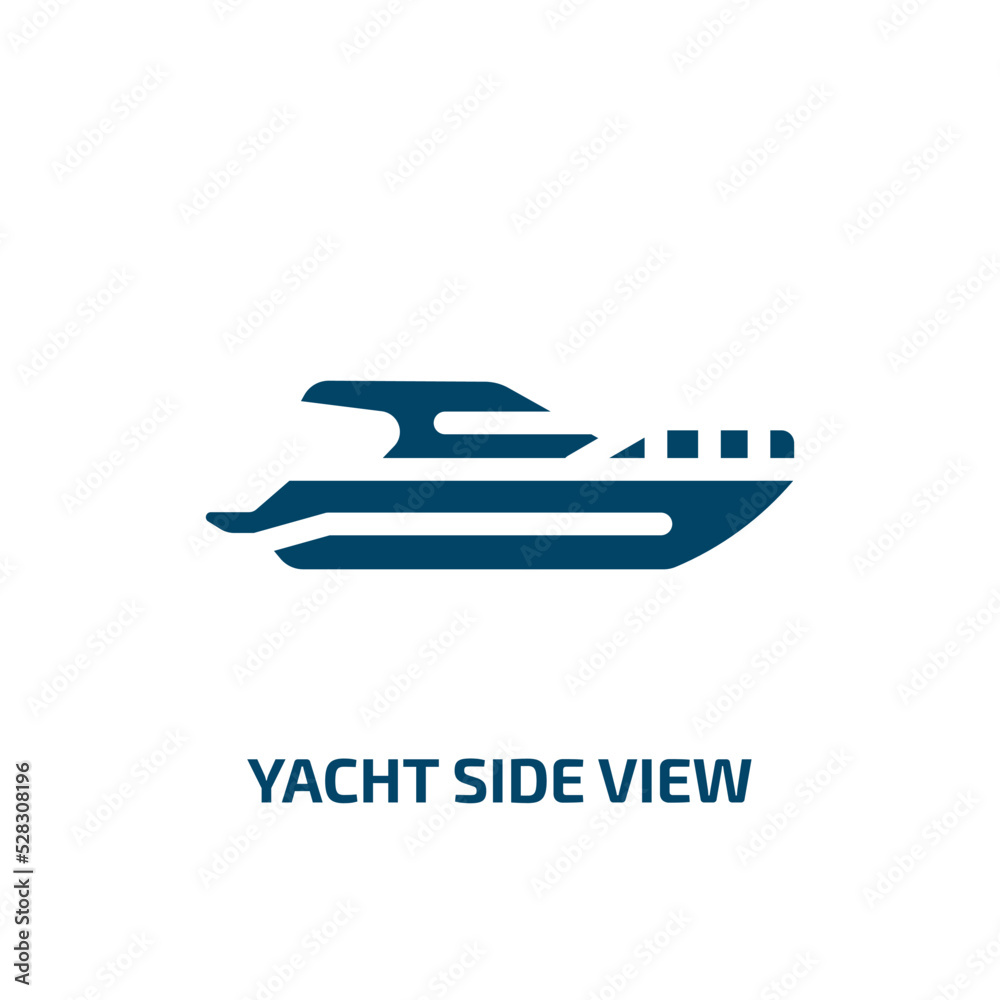 yacht side view vector icon. yacht side view, ship, boat filled icons from flat transporters concept. Isolated black glyph icon, vector illustration symbol element for web design and mobile apps