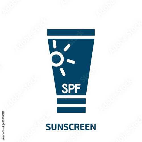 sunscreen vector icon. sunscreen, skin, sun filled icons from flat summer concept. Isolated black glyph icon, vector illustration symbol element for web design and mobile apps