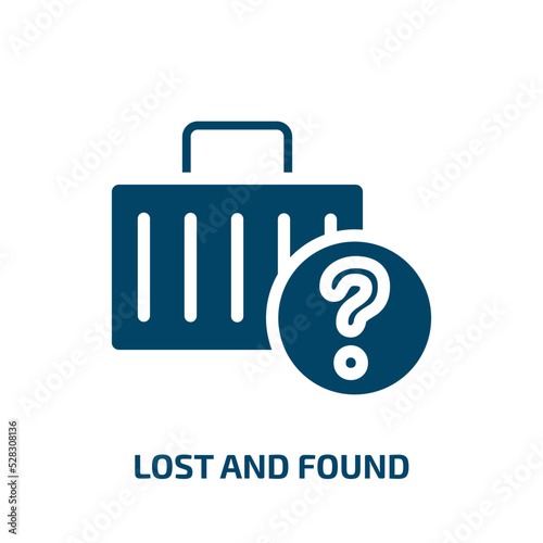 lost and found vector icon. lost and found, search, found filled icons from flat airport concept. Isolated black glyph icon, vector illustration symbol element for web design and mobile apps