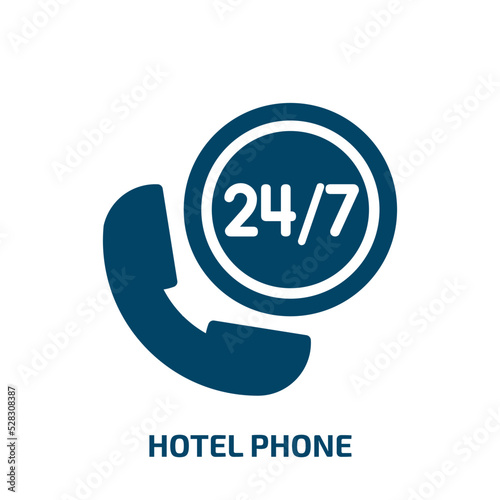 hotel phone vector icon. hotel phone, hotel, phone filled icons from flat holidays concept. Isolated black glyph icon, vector illustration symbol element for web design and mobile apps