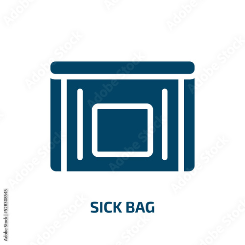 sick bag vector icon. sick bag, bag, sick filled icons from flat travel accessories concept. Isolated black glyph icon, vector illustration symbol element for web design and mobile apps