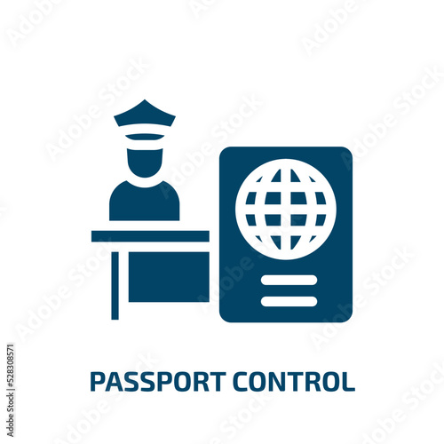 passport control vector icon. passport control, passport, control filled icons from flat airport and travel concept. Isolated black glyph icon, vector illustration symbol element for web design and