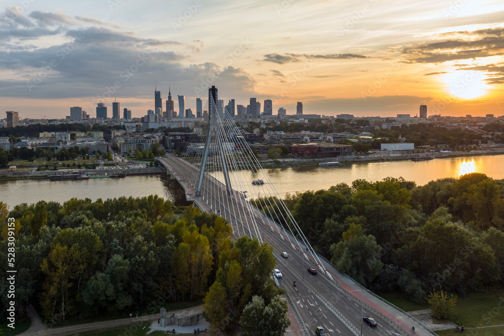 Panorama of Warsaw in Poland