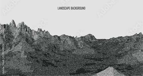 Fotografia Vector landscape of mountain in dotwork style