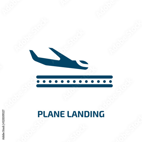 plane landing vector icon. plane landing, plane, airport filled icons from flat in the airport concept. Isolated black glyph icon, vector illustration symbol element for web design and mobile apps
