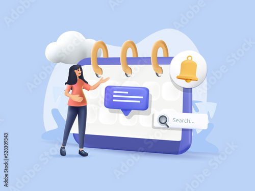 Self development and management illustration set. SRM time manager planner. Characters self-learning schedule, online courses or internet tutorials calendar. Time management. Vector illustration