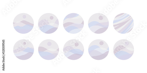 Round Abstract Landscape Rough Vector Illustration for Social Media