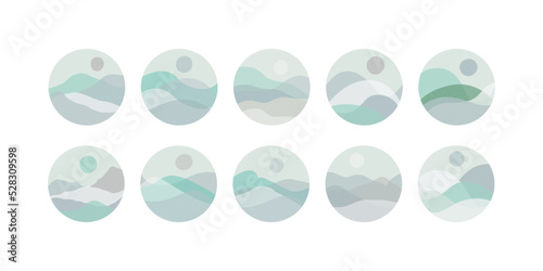 Round Abstract Landscape Rough Vector Illustration for Social Media