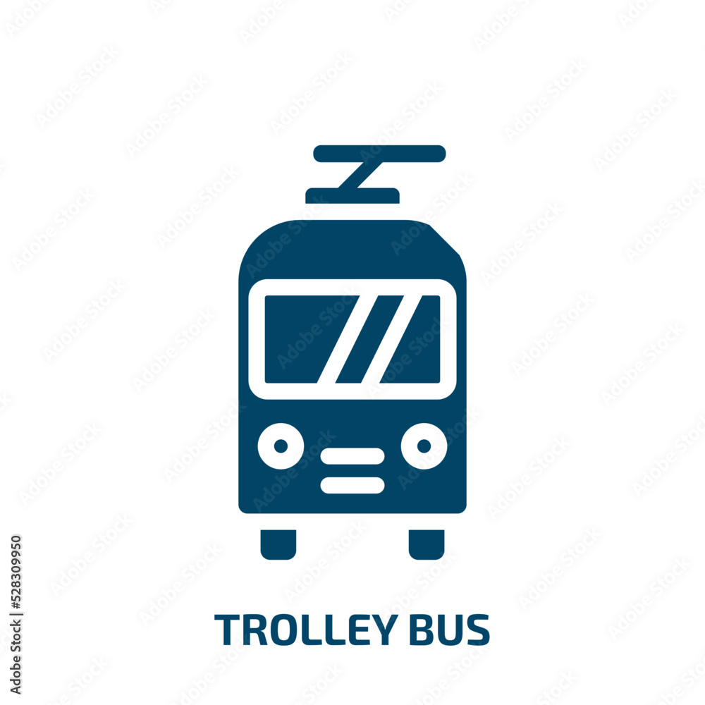 Vetor de trolley bus vector icon. trolley bus, bus, trolley filled
