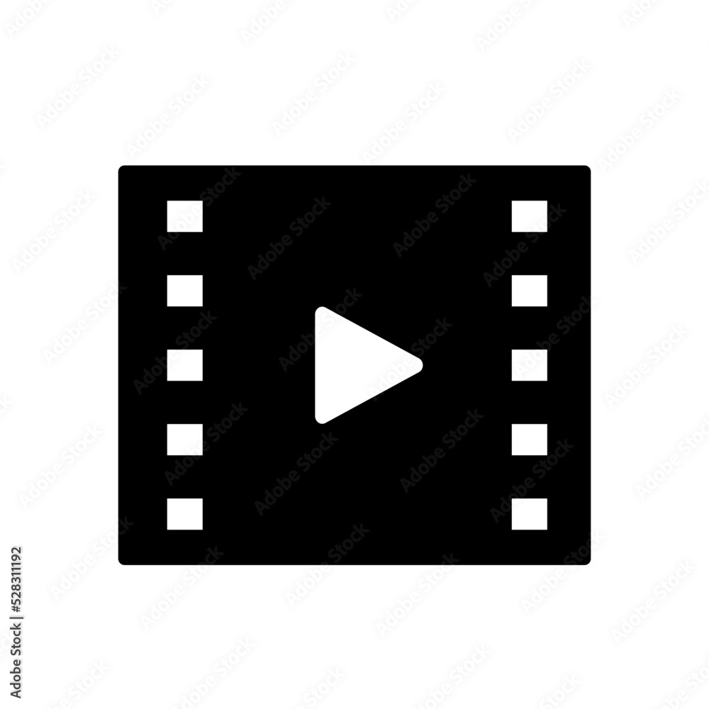 Video icon in solid style about user interface, use for website mobile app presentation