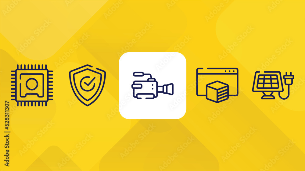 set of outline icons. thin line icons such as computer microprocessor ...