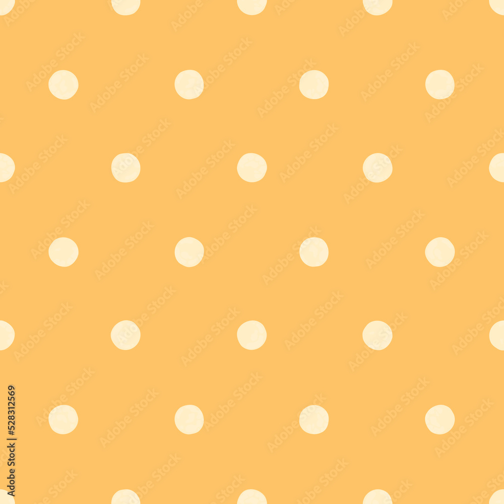 Festive Yellow Polka Dot Seamless Pattern, Colorful Cute Background, Wrapping Paper and Texture, Vector EPS Design.