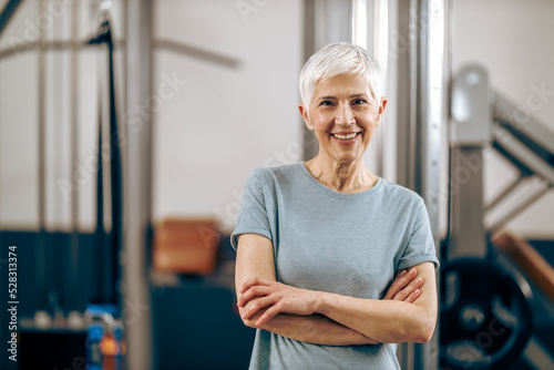 Senior Woman Preparing For Training In A Gym