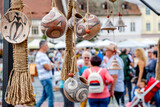 Traditional Romanian handmade ceramics market at the potters fair from Sibiu, Romania