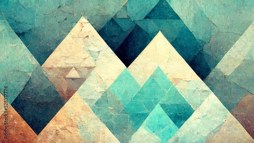 Modern and abstract pale blue triangles with grungy texture