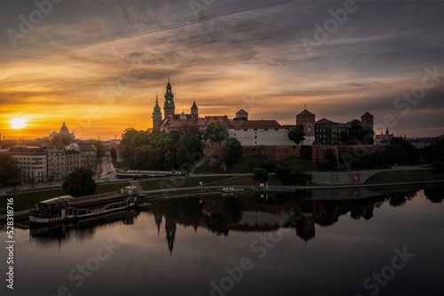 Wawel castle at dark dawn  Krakow  Poland