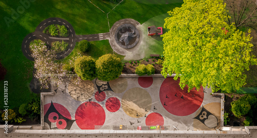 Aerial view of playground in Krakow, Poland