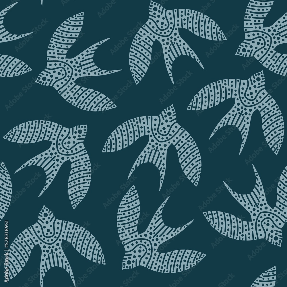 Fototapeta premium Ethnic animals seamless birds line art pattern for wrapping and clothes print and kids and accessories and fabrics